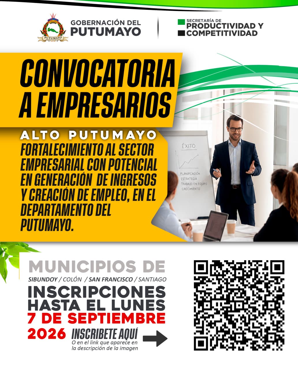 Convocatoria para el sector Empresarial Alto Putumayo