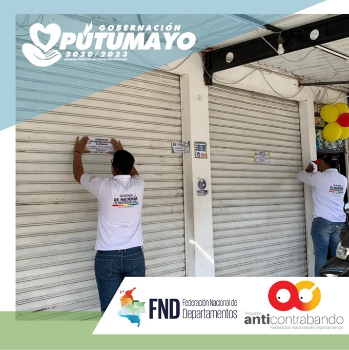 El grupo operativo Anticontrabando realiza el cierre de establecimientos de comercio en el Municipio de Puerto Asís